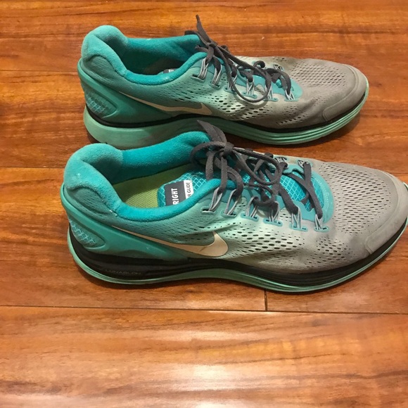Teal/Gray Custom Nike Lunarglide 5’s size 13M - Picture 4 of 5